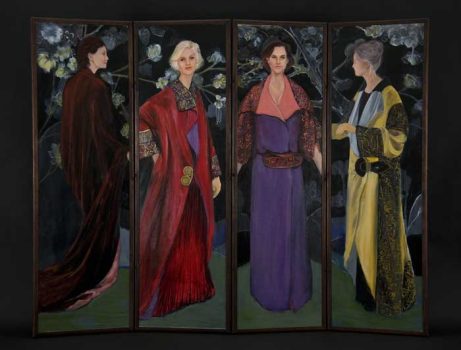 Clarice Smith, Robes de Poiret, Oil on canvas, Four panel screen: 53 × 19 × 5in. (134.6 × 48.3 × 12.7cm), Clarice Smith Collection, Courtesy of David Bruce Smith, President, Grateful American Foundation