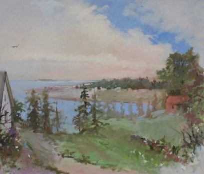 Don Resnick, Clouds Over Pemaquid, Oil on canvas, 50 × 58in. (127 × 147.3cm), Gift of David Resnick and Iwonka Piotrowska