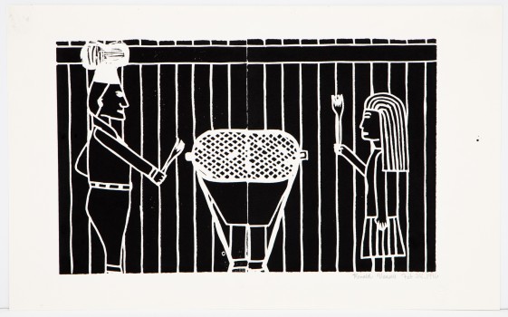 Ron Veasey, Untitled, 1996, 13.5x20.5, Linocut, Courtesy of the Creative Growth Art Center in Commemoration of the 250th Anniversary of the United States.