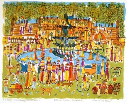 Susan Pear Meisel, Bethesda Fountain, Central Park, Screenprint, Overall: 30 1/2 × 35 × 1 1/2 in. (77.5 × 88.9 × 3.8 cm), Collection of Art in Embassies, Washington, D.C.; Gift of Sidney Meisel