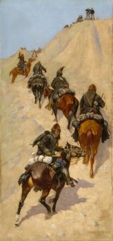 Frederic Remington, Scouts Climbing a Mountain, Oil on canvas, Image: 43 × 20 1/8in. (109.2 × 51.1cm); frame: 52 1/4 × 29 1/2 × 3in. (132.7 × 74.9 × 7.6cm), Courtesy of the Museum of Fine Arts, Houston, Texas; The Hogg Brothers Collection, gift of Miss Ima Hogg