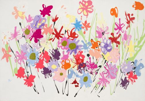 Helen Grigware Lambert, Wild Cosmos, Acrylic on canvas, Overall: 42 × 62 × 2in. (106.7 × 157.5 × 5.1cm), Collection of Art in Embassies, Washington, D.C.; Gift of the artist