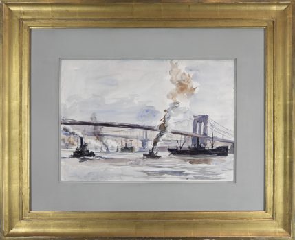 Reginald Marsh, Bridges Over East River, Watercolor, Overall: 27 x 33 in. (68.6 x 83.8cm), Collection of Art in Embassies, Washington, D.C.; Gift of William Benton