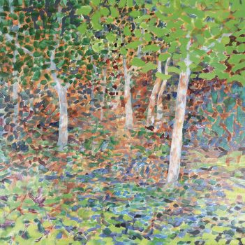 Robert LaHotan, In the Birch Woods, Oil on canvas, 40 x 40 in. (101.6 x 101.6 cm), Courtesy of Kraushaar Galleries Inc., New York, New York