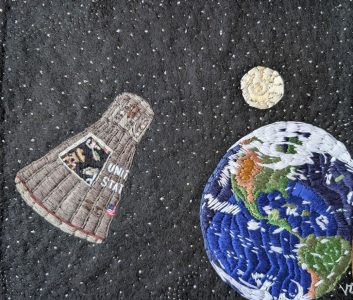 Violet Crowder Midwest Region, Nebraska, Middle School Hero: John Glenn A First Glimpse Embroidery thread on felt