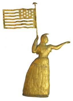 Anonymous, Liberty Weathervane, Copper and goldleaf, 44 x 32 x 5 1/2 in. (111.8 x 81.3 x 14.0 cm), Collection of American Folk Art Museum, New York, Gift in memory of Sam and Selma Goldwitz, 1997.07.001