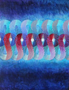 Nathan Beard, Exit Music #58 (The Effects of Passing Through One Another), panel 4 of 5, Acrylic on panel, Overall: 48 × 36in. (121.9 × 91.4cm), Courtesy of the artist, Mary Childs Gallery and Projects, and Elizabeth Brinklow Fine Arts