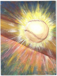 Daniel Fronick Midwest Region, Missouri, Elementary Hero: Babe Ruth Hit it Hard!, Acrylic and colored pencil on canvas