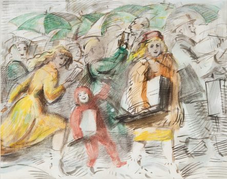Reginald Marsh, Christmas Shoppers #2, Ink on paper, Overall: 26 1/2 × 30 1/4 × 2 1/2in. (67.3 × 76.8 × 6.4cm), Collection of Art in Embassies, Washington, D.C.; Gift of William Benton