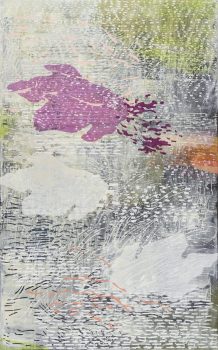 Laura Fayer, Winter Island, Acrylic and Japanese paper on canvas, Unframed: 48 × 30in. (121.9 × 76.2cm), Courtesy of the artist, Jackson Heights, New York