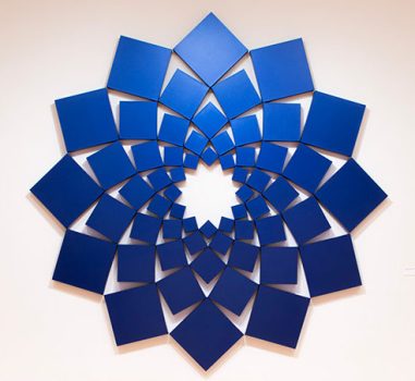 Steven Naifeh, Saida XXXVIII, Royal Blue, Blue lacquer on 60 chrome-plated steel boxes, 84 x 84 inches,