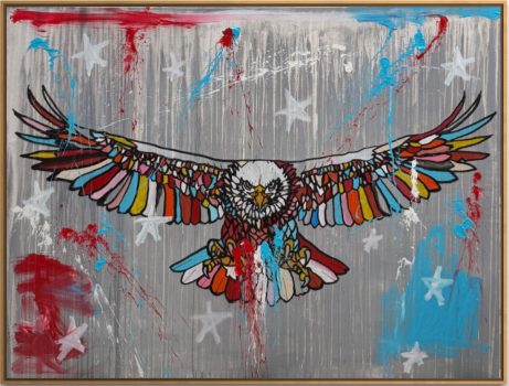 Henri Reed, Wings of Liberty, Acrylic and oil stick on canvas, Framed: 72 × 96in. (182.9 × 243.8cm), Courtesy of the artist, Encino, California