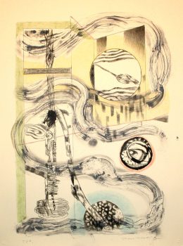 Mario Martinez, The Desert, the Yaquis and NYC, Seven-color lithograph printed on soft white Somerset satin paper, 27 x 18 1/2 in. (68.6 x 47 cm), Courtesy of Art in Embassies Program, Washington, DC