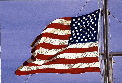 Barbara Ernst Prey, Gallantly Streaming, Watercolor, 27 x 39 in. (68.6 x 99.1 cm), Courtesy of the artist, Oyster Bay, New York