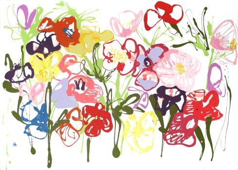 Helen Grigware Lambert, Icelandic Poppies (South African Poppies), Acrylic on canvas, Overall: 43 3/8 x 60 7/8 x 1 1/2in. (110.2 x 154.6 x 3.8 cm), Collection of Art in Embassies, Washington, D.C.; Gift of the artist