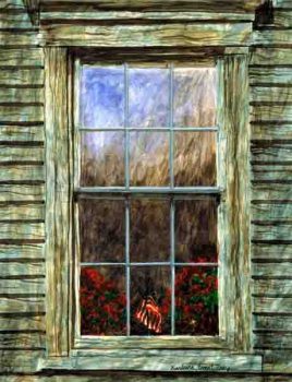 Barbara Ernst Prey, Flag Window, Watercolor, 14 x 11 in. (35.6 x 27.9 cm), Courtesy of the artist, Oyster Bay, New York